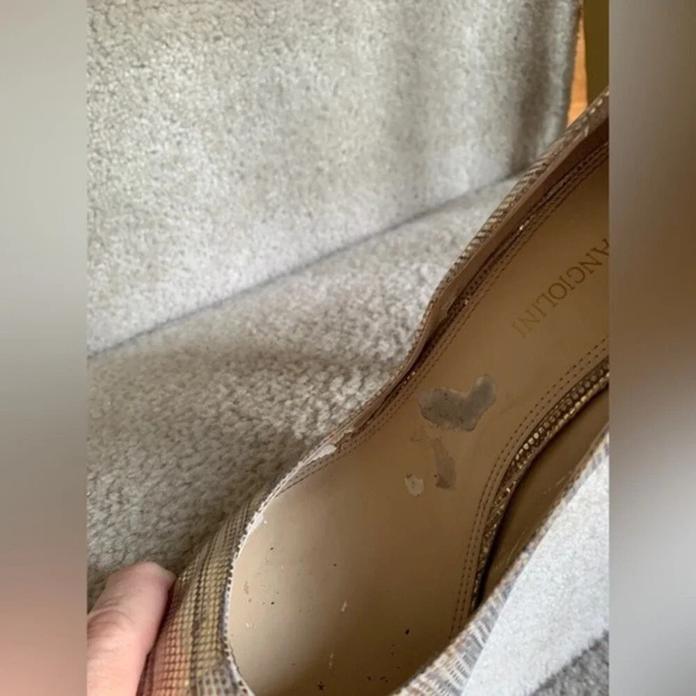 Enzo Angiolini Women's Iridescent Light Gold Peep Toe Platform Heels Size 8.5N